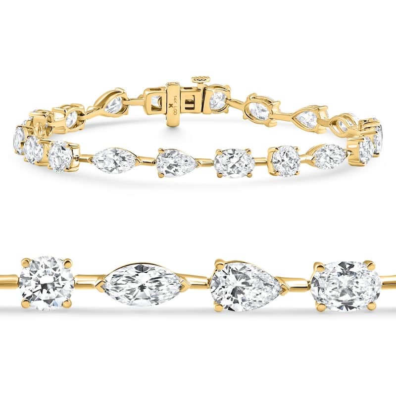 Bliss Diamond 10Ct Mixed Cut Diamond Tennis Bracelet 7" Yellow Gold Lab Grown - Yellow - 7 Inch