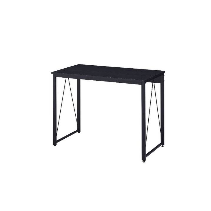 Rustic Industrial Writing Desk with Metal Base and V-Shaped Accent, 35" Work Desk for Office or Bedroom