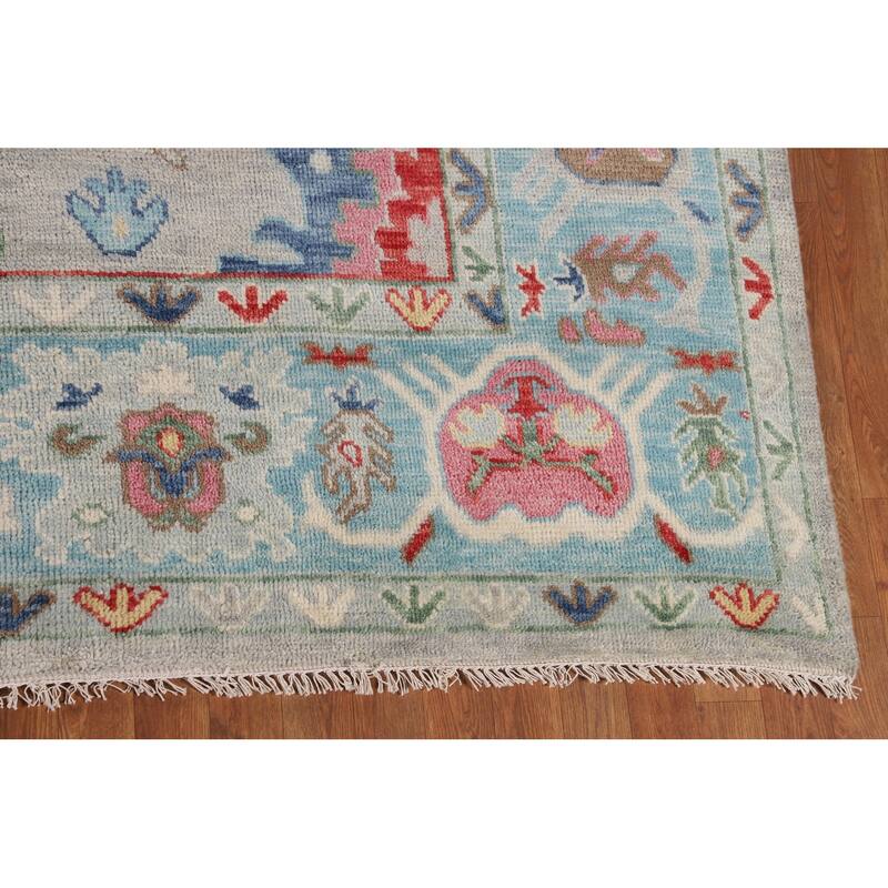 Floral Oushak Oriental Area Rug Handmade Wool Carpet - 8'11" x 11'6"