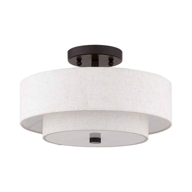 Livex Lighting 2-light Fabric Shade Flush Mount, 51083-92, 51083-91
