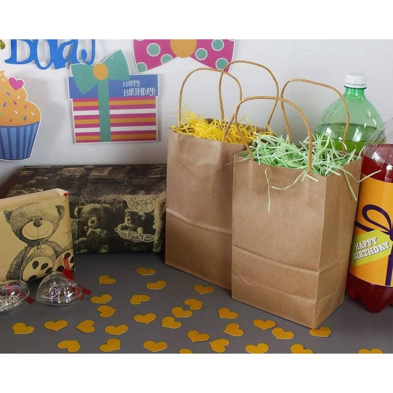 Blue Panda 24-Pack Small Gift Bags with Handles, Kraft Paper Material, 5.3x3x8.5 in