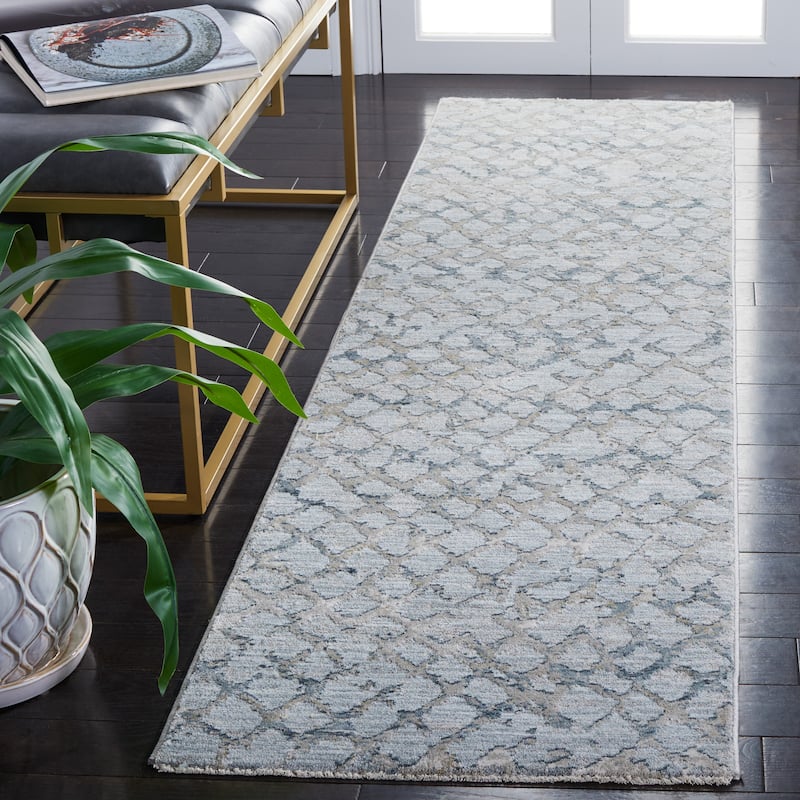 SAFAVIEH Valencia Friederika Vintage Rug - 2' x 8' Runner - Light Blue/Grey