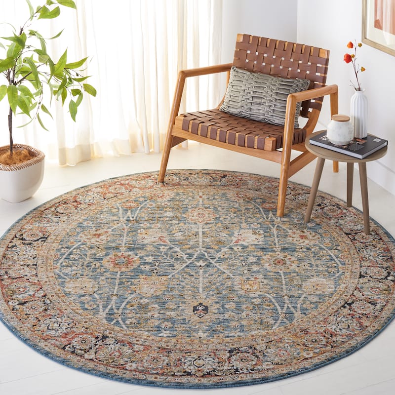 SAFAVIEH Silverado Viva Vintage Oriental Rug - 6'4" Round - Blue/Rust