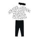 preview thumbnail 1 of 3, Baby Girls 3 Piece Black Petals Breezy Smock Top, Leggings and Headband Set 0-3 months