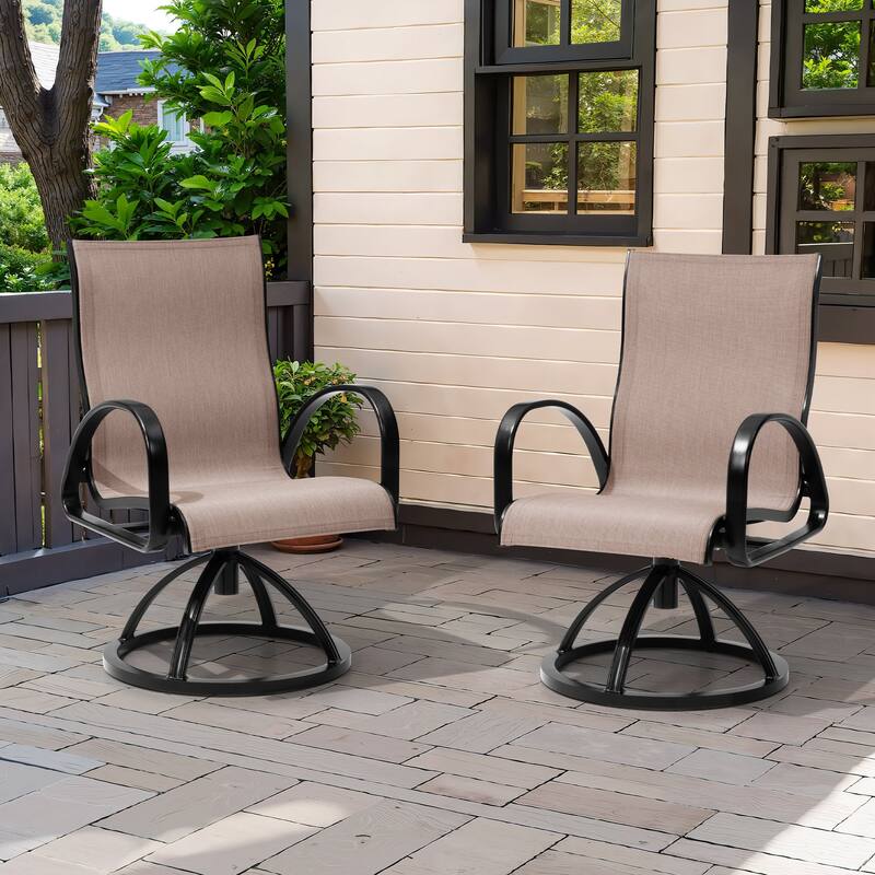 Outdoor Patio Swivel Aluminum Dining Chairs Sunbrella Fabric - Augustine Ashe - 2PCS