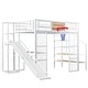 preview thumbnail 17 of 22, Full Size Metl Loft Bed with Open Wardrobe, Slide and Bulit-in Desk, Kids Loft Bedframe with Basketball Hoop and Storage Shelves