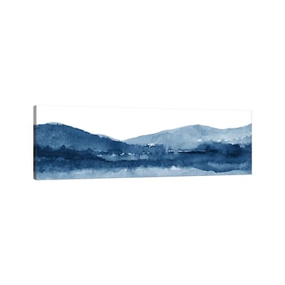 iCanvas "Watercolor Landscape XI Navy Blue - Panoramic" by Nouveau Prints Canvas Print