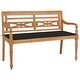 preview thumbnail 1 of 6, vidaXL Batavia Bench with Black Cushion 44.1" Solid Teak Wood - 47.2" x 20.3" x 33.1"