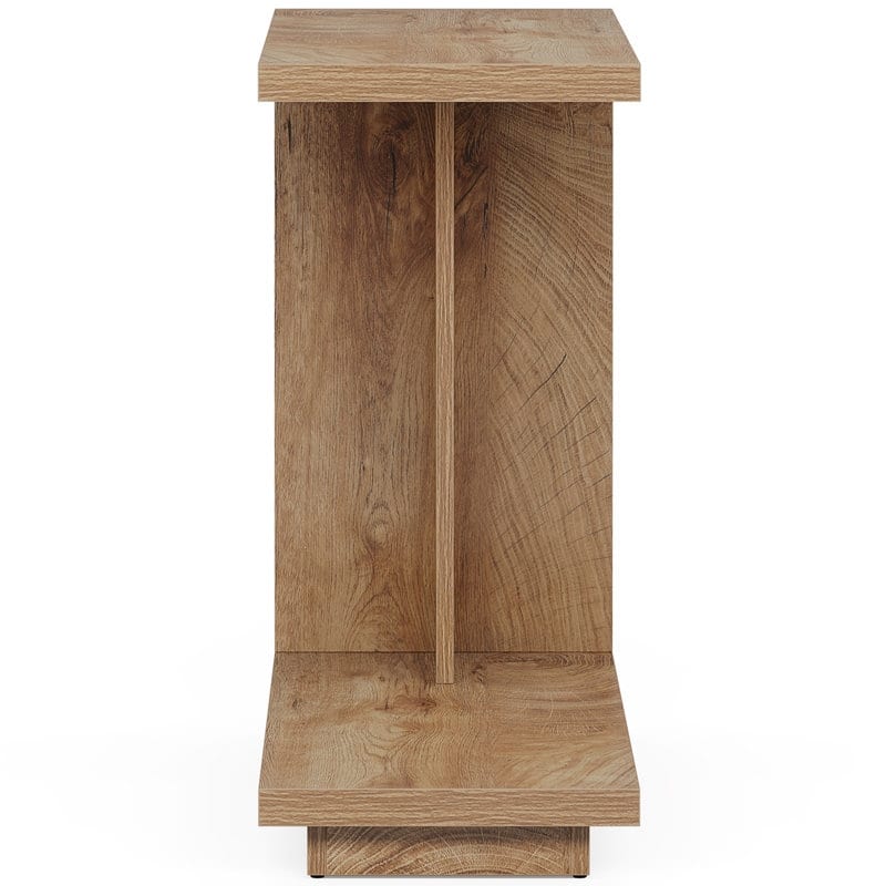 C-shaped Side Table Set Of 2, 2-tier Narrow End Table Wood Nightstand