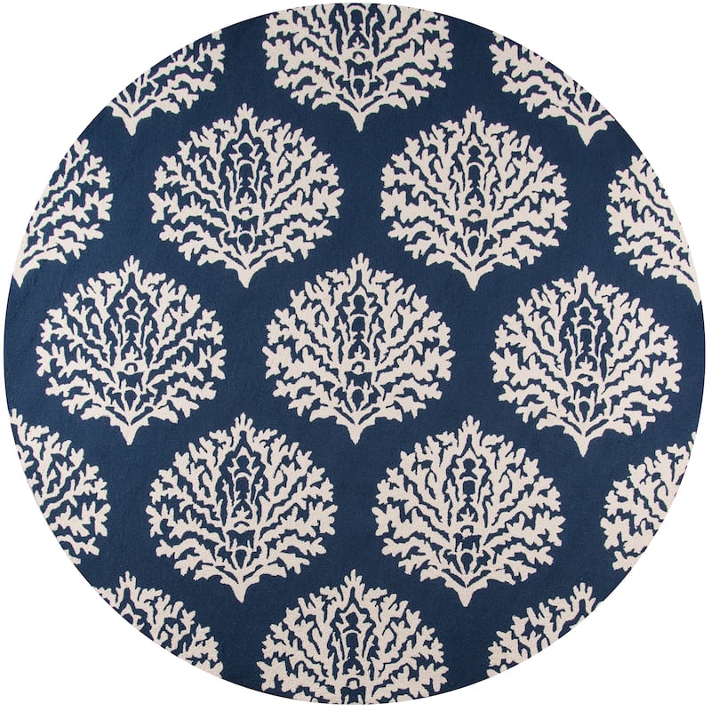 Momeni Veranda Hand Hooked Contemporary Damask Indoor Outdoor Rug