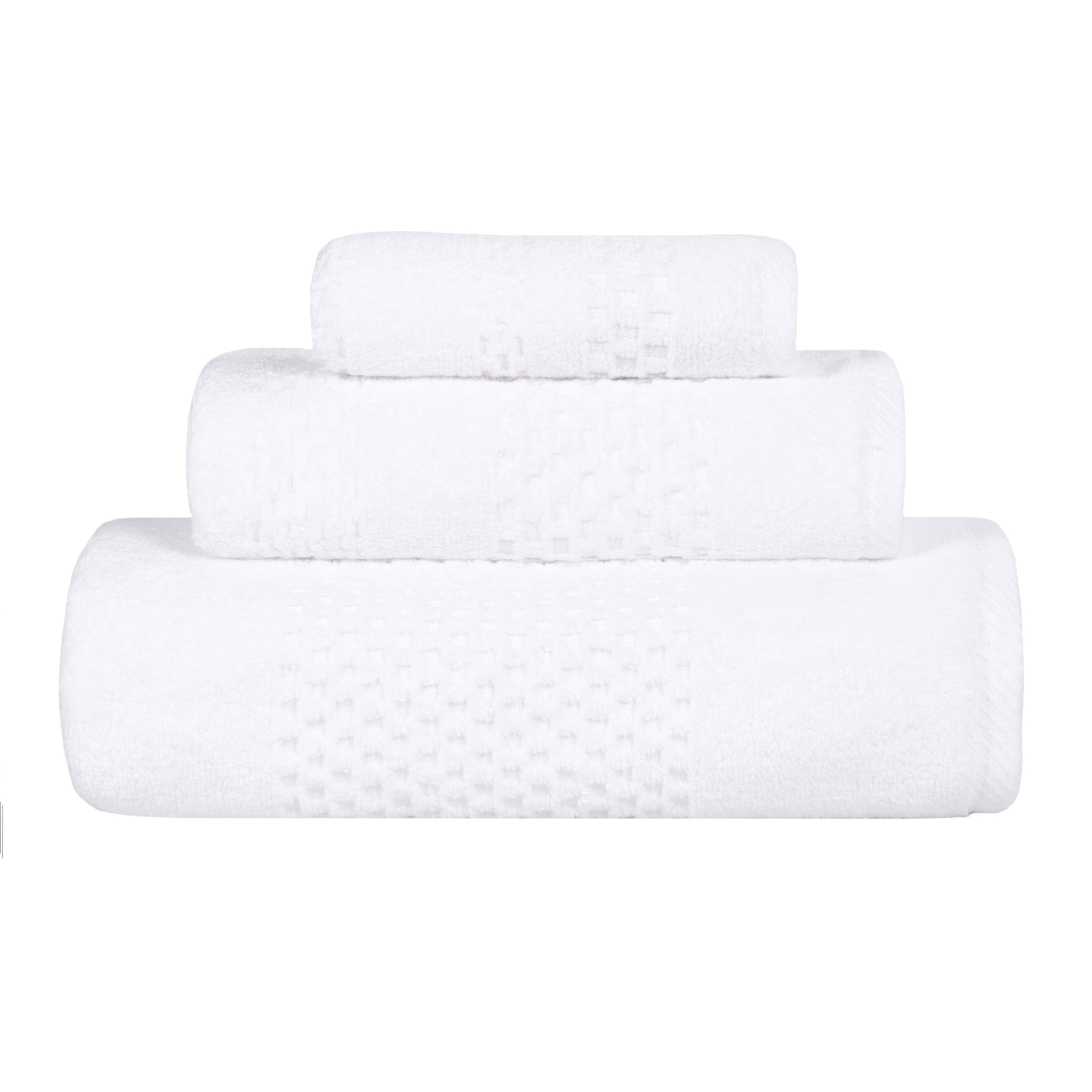 Blue Nile Mills Cotton Medium Weight Solid Waffle Textured 3 Piece Towel Set
