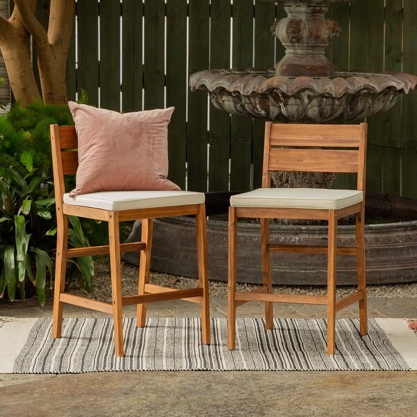 Middlebrook Acacia Wood Outdoor 24 inch Counter Stools Set of 2