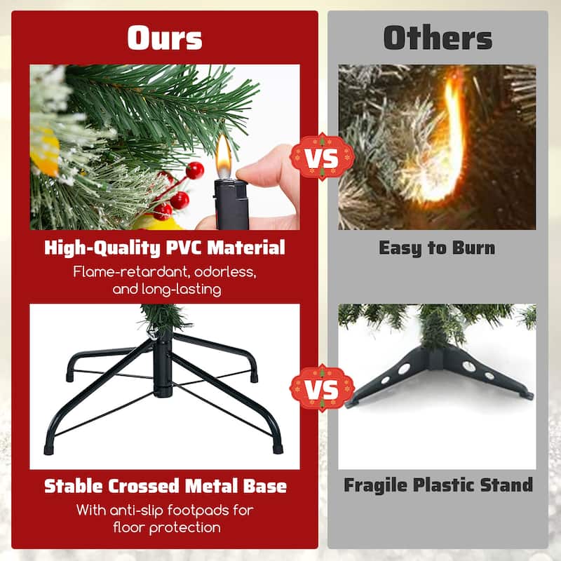 Gymax 5/7.5/9 FT Artificial Xmas Tree w/ 1416 Branch Tips 560 Warm