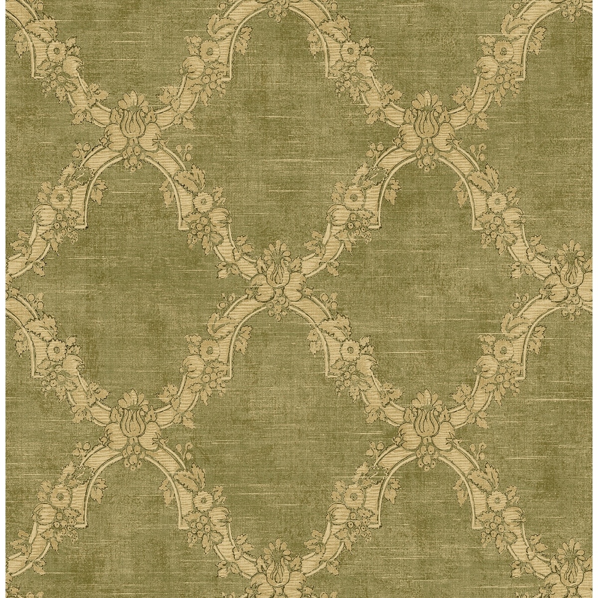 Seabrook Designs Alanis Floral Trellis Unpasted Wallpaper