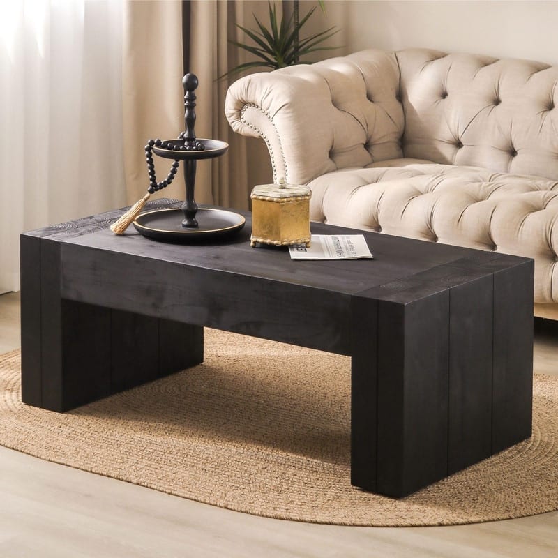 Rustic 49" Wood Coffee Table, Farmhouse Rectangular Table for Living Room Space
