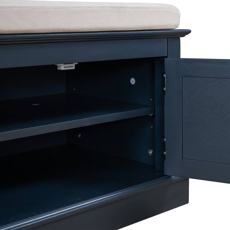 Storage Bench with 4 Doors and Adjustable Shelves