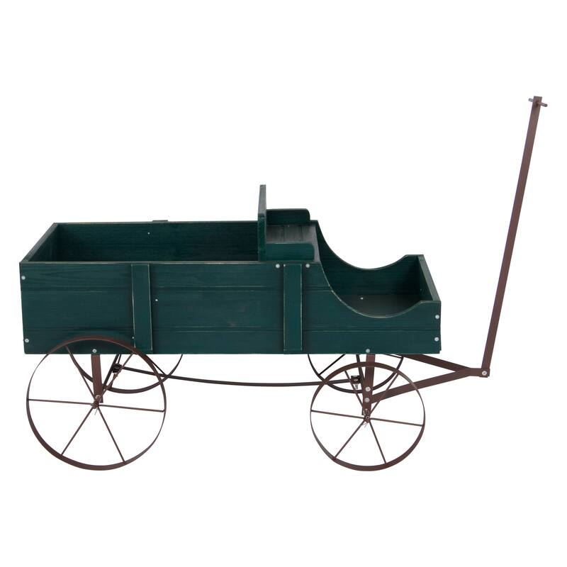 Goldcast Rustic Wagon Garden Planter with Metal Wheels