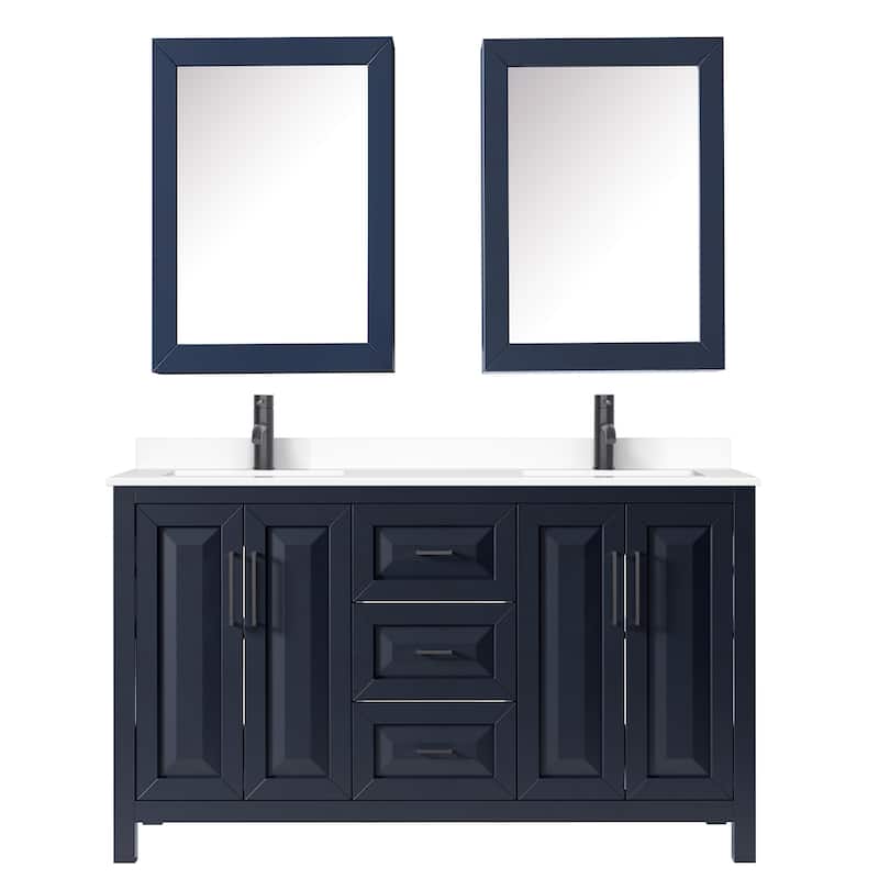 Daria 60 Inch Double Vanity, Cultured Marble Top, Medicine Cabinets