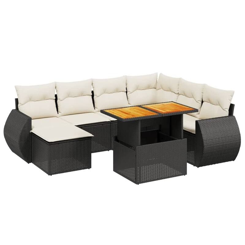 vidaXL Patio Sofa Set with Cushions Outdoor Sofa Sections 8 Piece Poly Rattan - 21.7 x 39.4 x 28.7