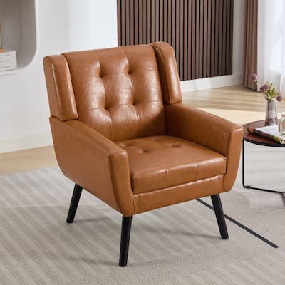 PU Accent Chair with Curved Back