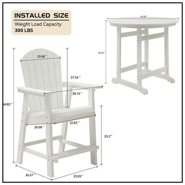 5Piece Plasctic Outdoor Patio Bar Set with Dining Bar Height Table and
