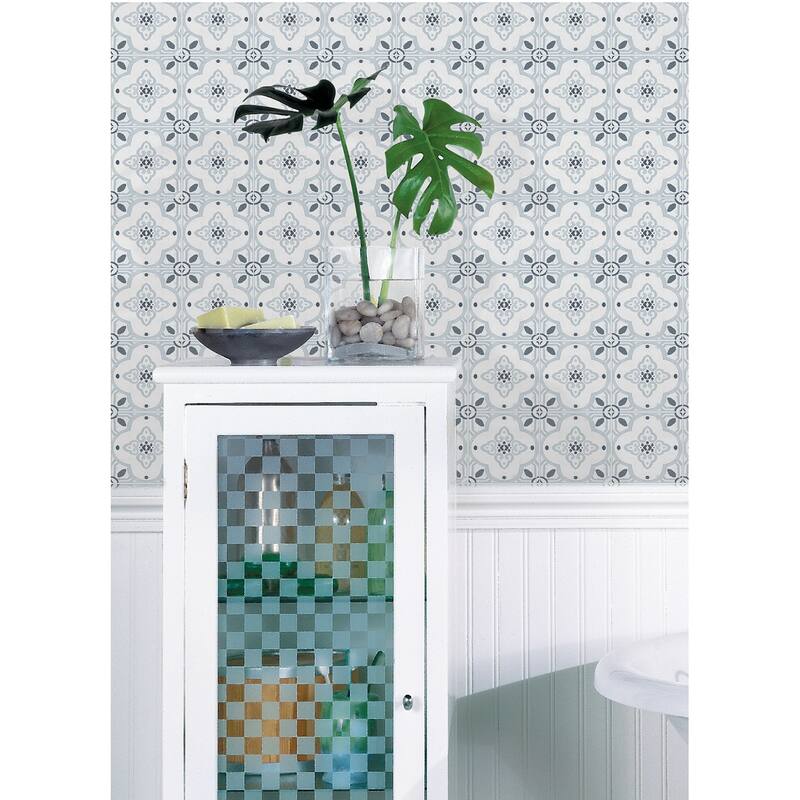 WallPops Clover Blue Embossed Peel and Stick Backsplash Tiles