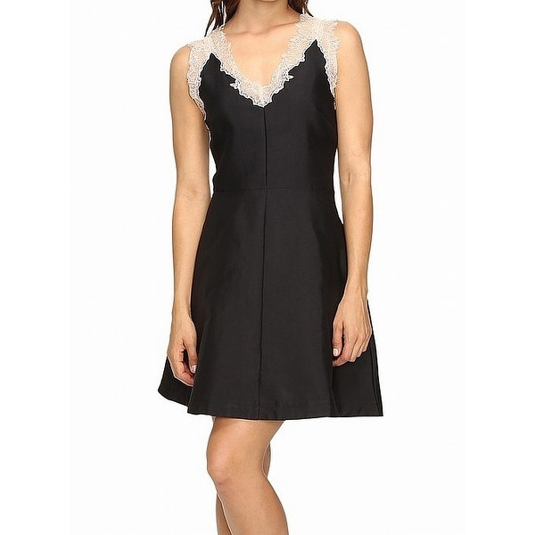 Adelyn Rae Black Womens Size Large L A-Line Eyelash Lace Dress