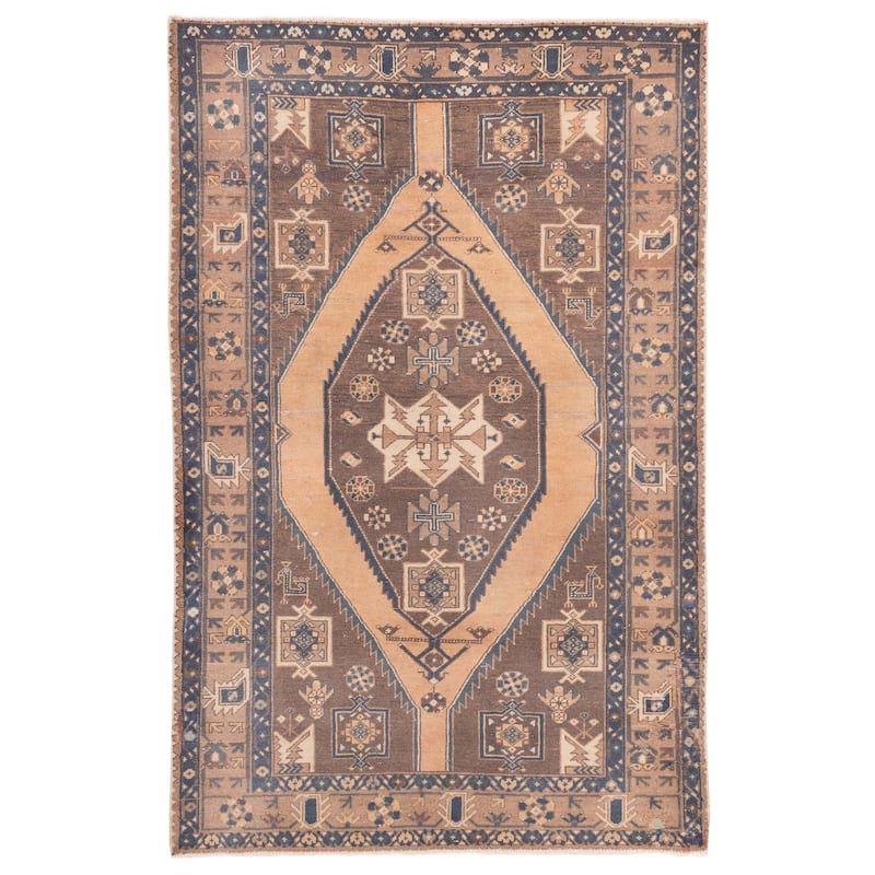 ECARPETGALLERY Hand-knotted Antalya Vintage Dark Brown Wool Rug - 4'5 x 6'7