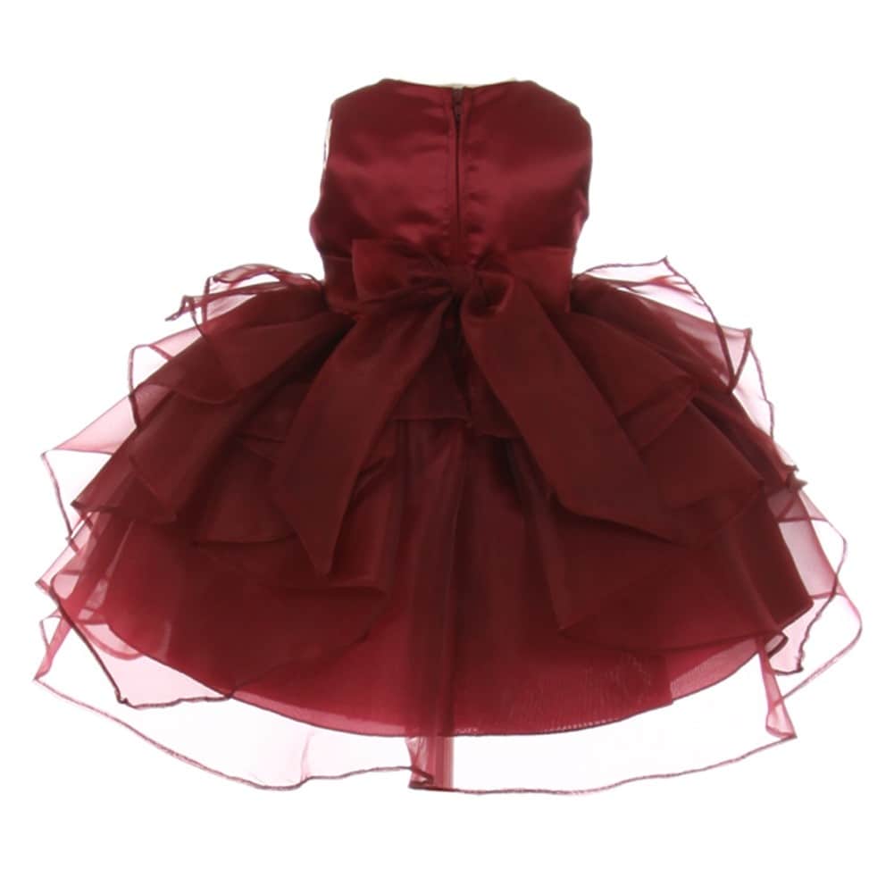 burgundy baby flower girl dress