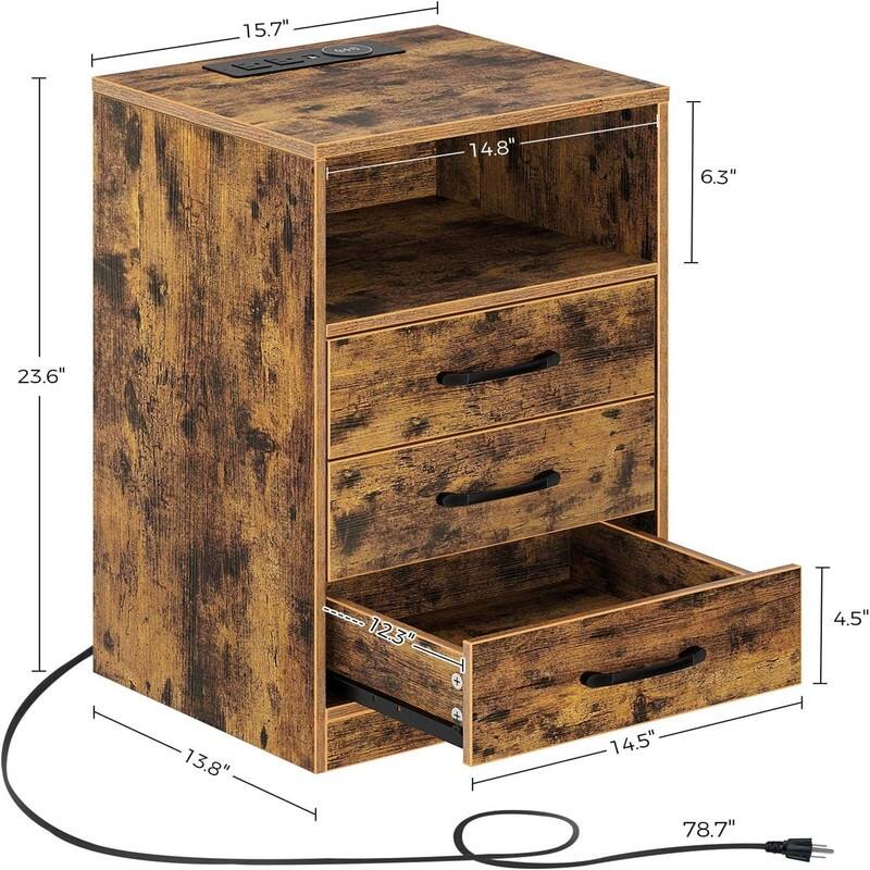 Nightstand with Wireless Charging Station