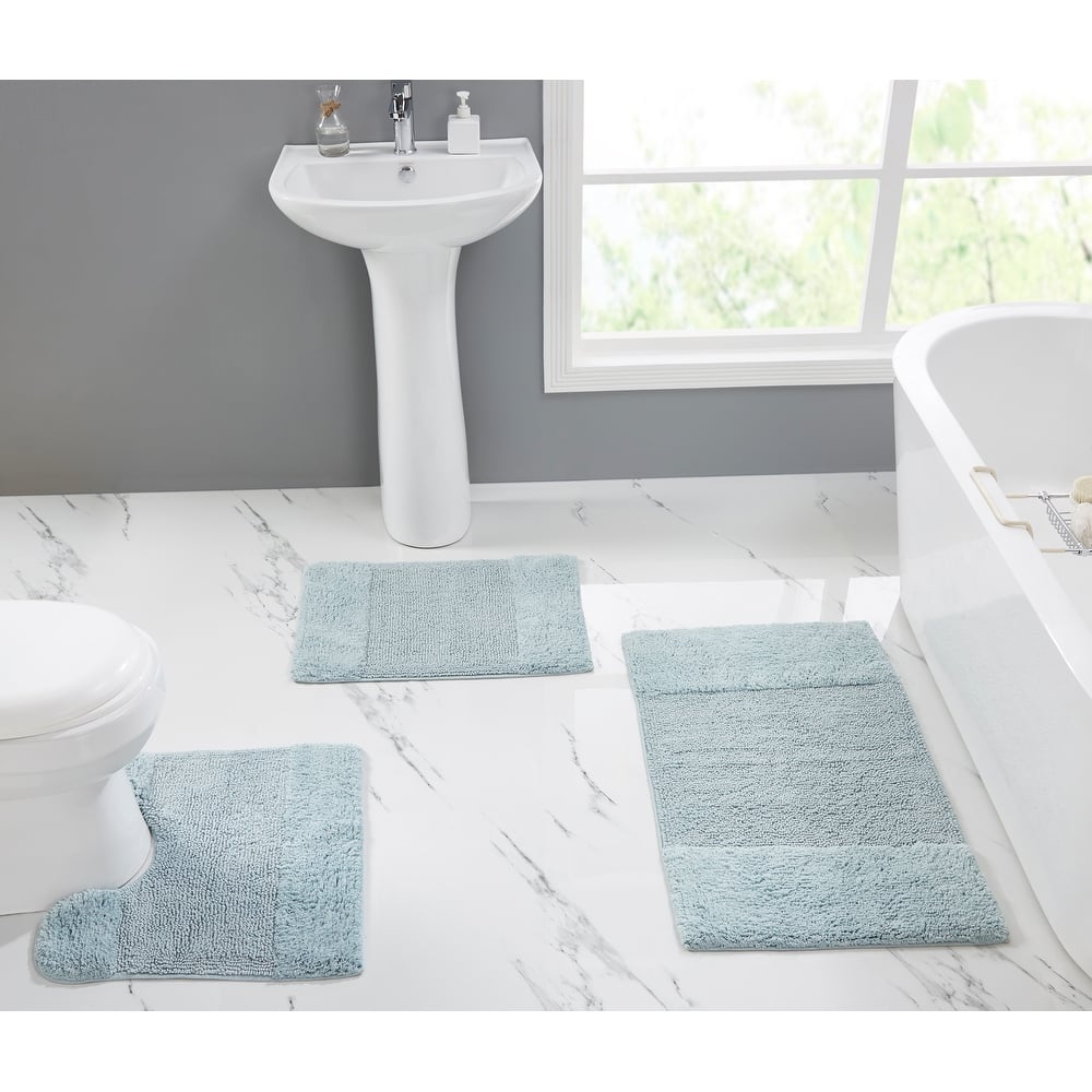 Better Trends Granada Collection 100% Cotton Tufted Bath Mats with Non-Slip Spray Latex Backing, Machine Washable for Bathroom