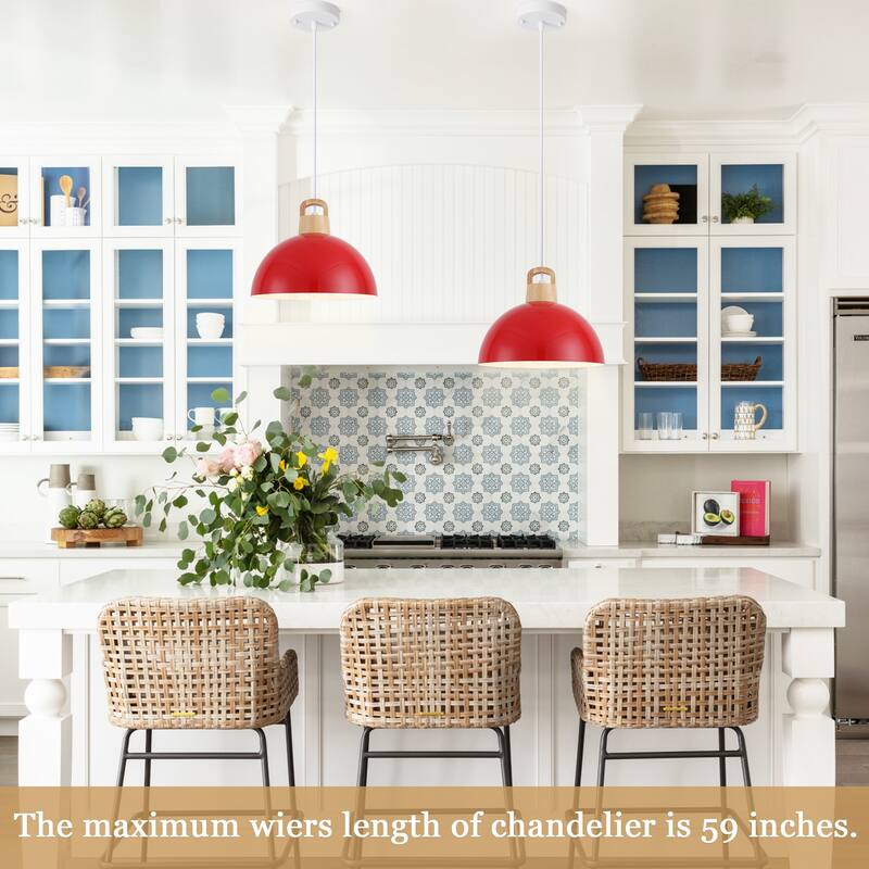 1-Light Rustic Hanging Pendant Light with Metal Shaded for Kitchen Island