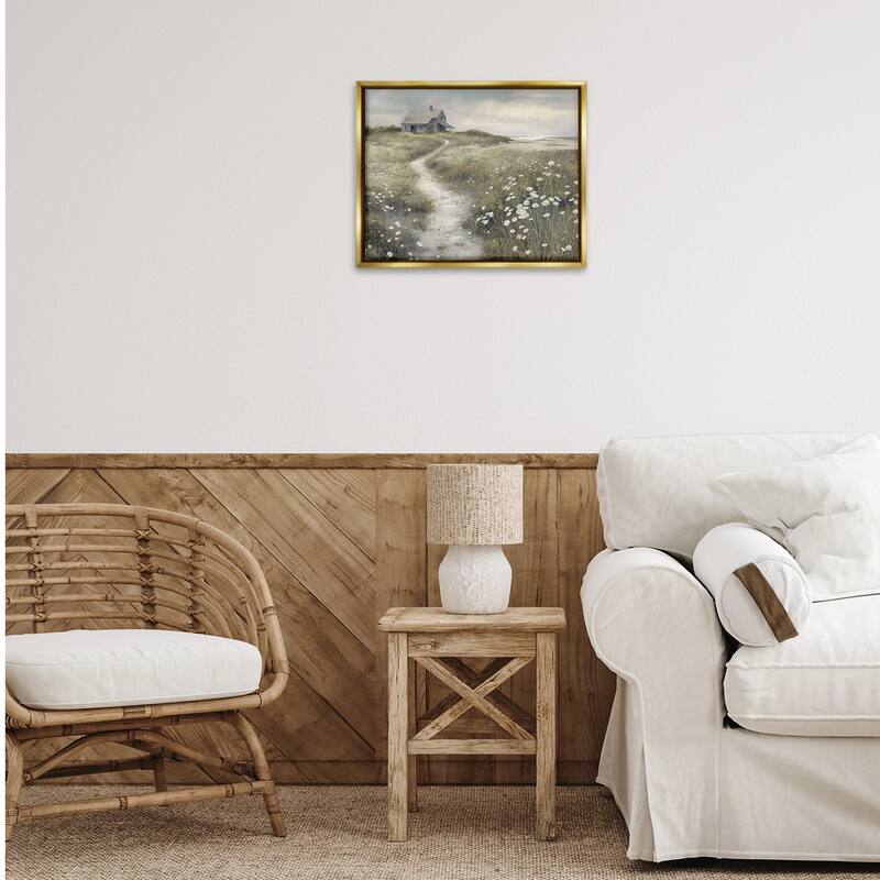 Stupell Path To Coastal Cottage Framed Floater Canvas Wall Art Design By Imagine It Images