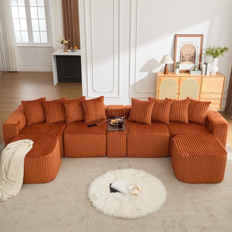 Boneless Modular Sofa with USB, Wireless Charging & Coffee Table Board