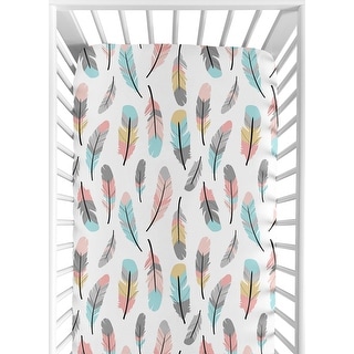 Sweet Jojo Designs Feather Collection Microfiber Fitted Crib Sheet