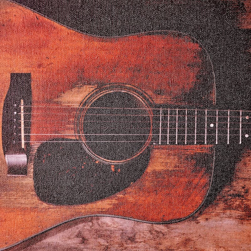 American Art Decor Grand Ole Opry Guitar Canvas with L Frame - 22" x 12"