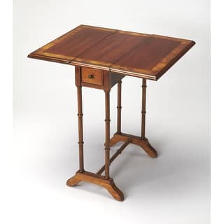 Handmade Butler Darrow Olive Ash Burl Wood Drop-leaf Table