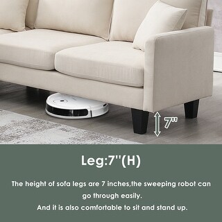 Terry Cloth Sectional Sofa, 5-Seat Sleeper Couch Set wOttoman Chaise ...