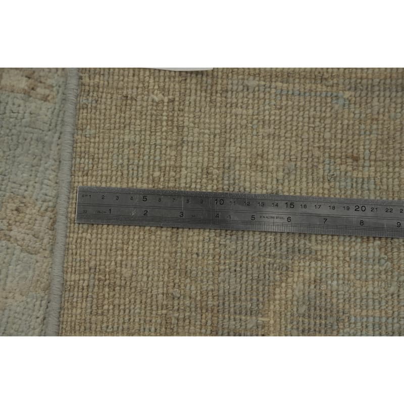 Vegetable Dye Wool Oushak Turkish Area Rug, Floral Geometric Carpet - 9' 9'' X 8' 0''