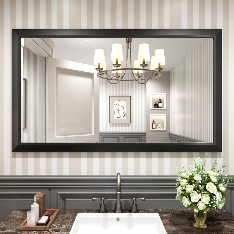 KIOTEE Full size Metal Bathroom Mirror with 5-Year Warranty - 55x30 - Black