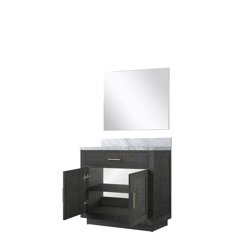 Abbey Bath Vanity with Carrara Marble Top, Sink and Mirror