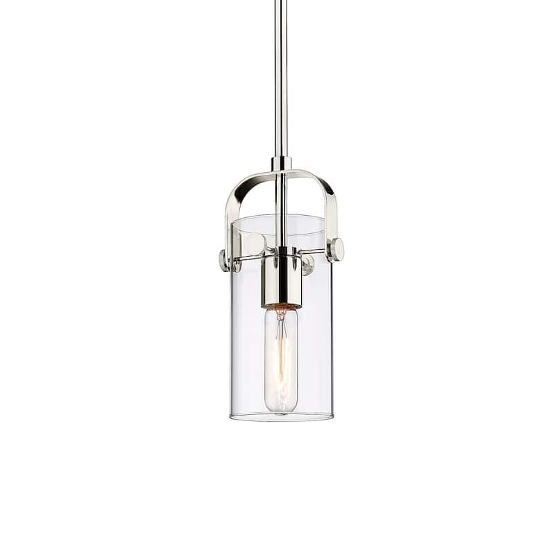 Innovations Lighting 423-1S-10-5 Pilaster II Cylinder Pendant Pilaster - Polished Nickel / Clear