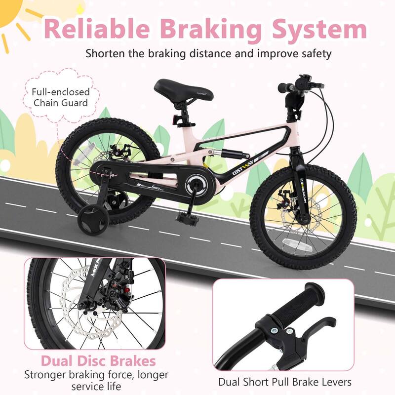 Costway 16 Inch Children Bicycle with Training Wheels & Double Disc - See Details