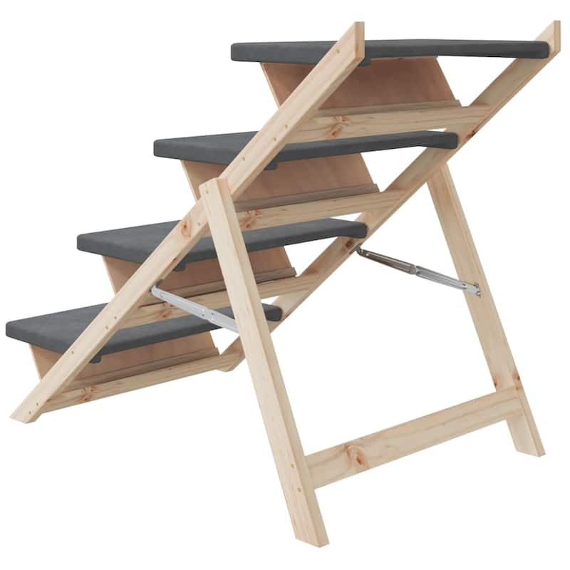 vidaXL Dog Stair Gray 41.3"x18.5" Solid Wood Fir - 41.3" x 18.5"
