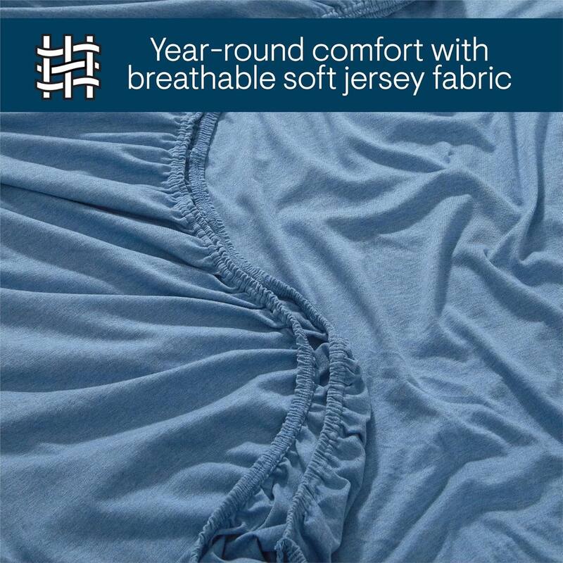 Aeropostale Super Soft Heather Blue Jersey Knit Sheet Set All-Season Comfort