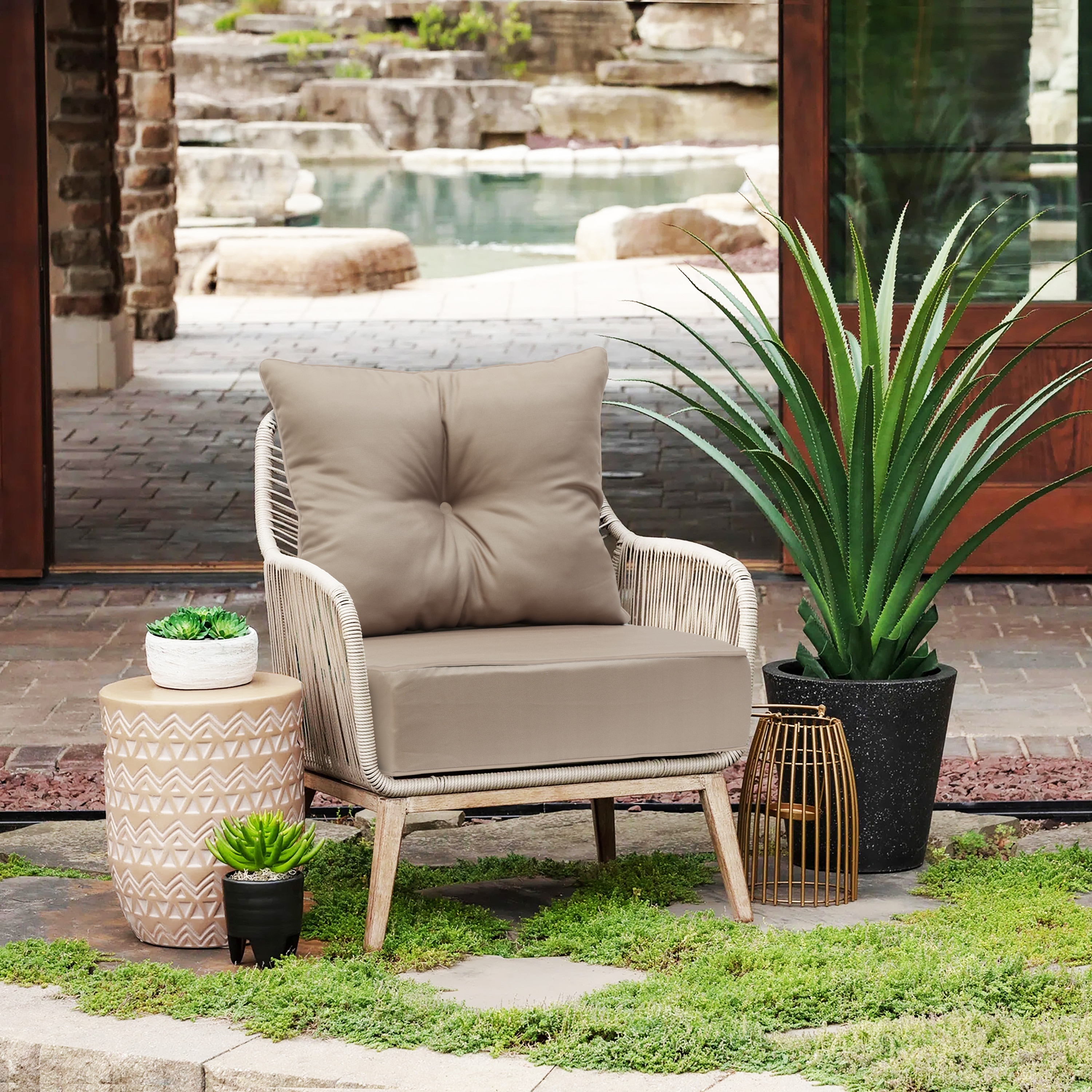 Nature Outdoor Deep Seat Cushion 24 x 24 in Solid Taupe 24 x 24 x 5.5