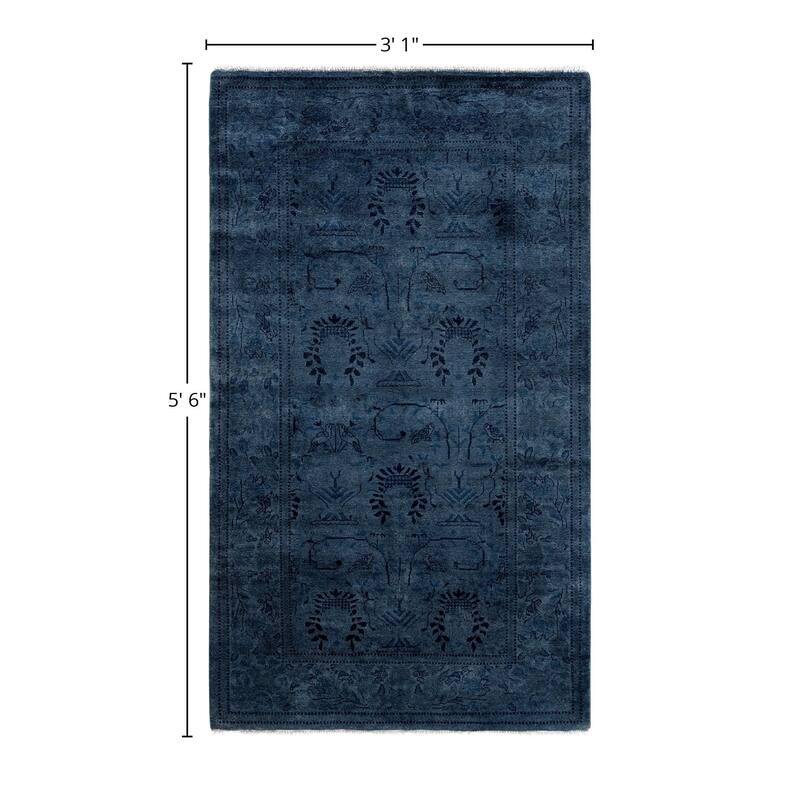 Overdyed One-of-a-Kind Hand-Knotted Area Rug - Gray - 3' 1" x 5' 6"