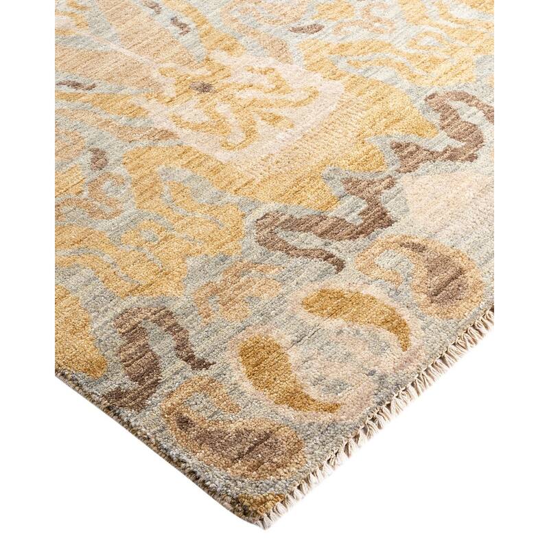 Ikat One-of-a-Kind Hand-Knotted Area Rug, Yellow - 8' 0" x 10' 1"