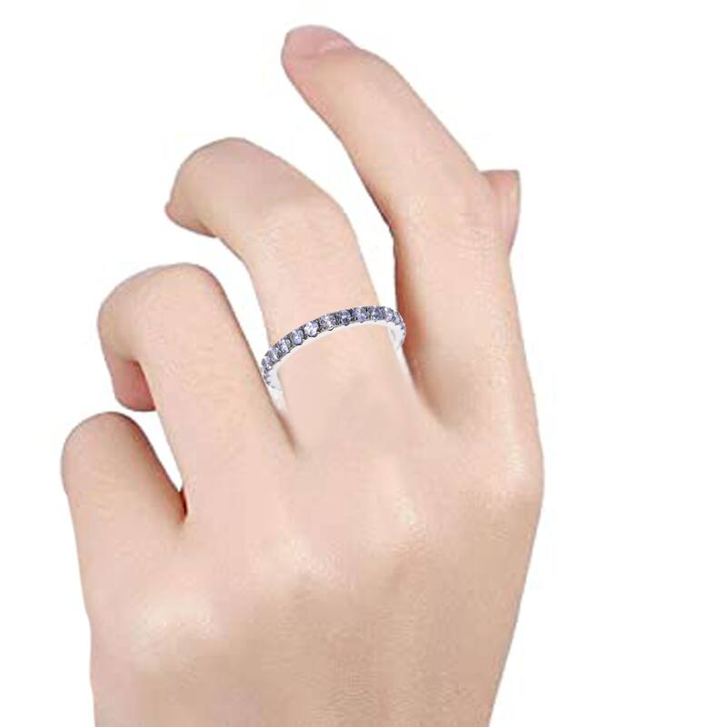 925 Sterling Silver Tanzanite Gemstone Eternity Band Ring