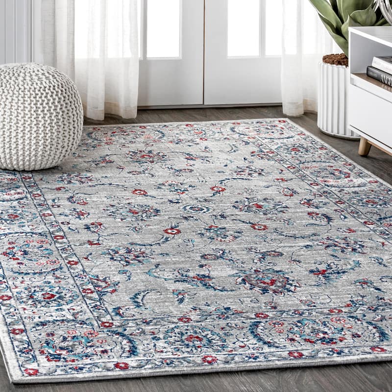 JONATHAN Y Traditional Persian Vintage Area Rug - 4 X 6 - Light Grey/Red